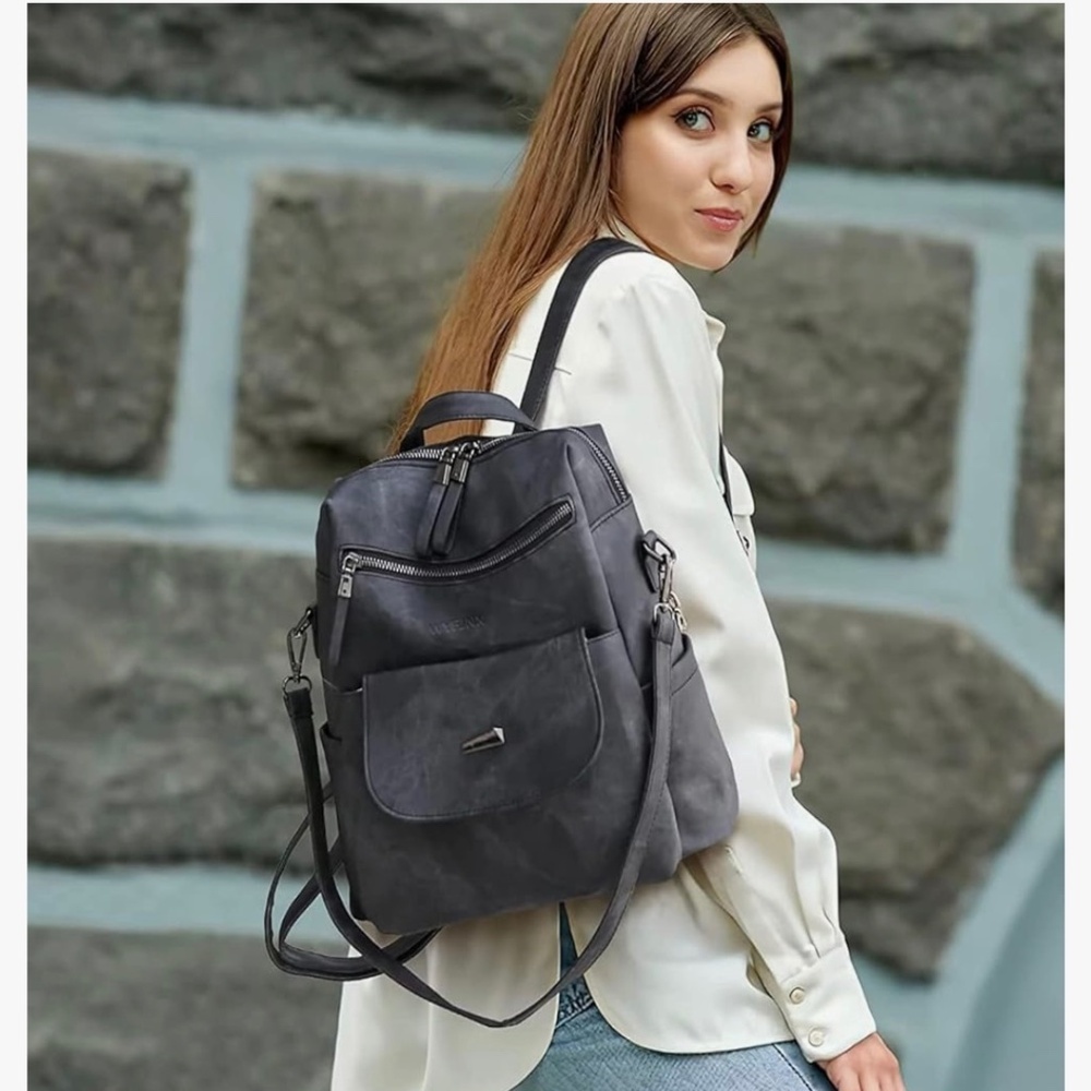 Unbranded Vegan Leather Convertible Backpack Grey